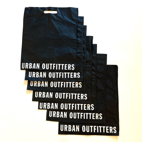 Urban Outfitters Set of 7 Reusable Black & White Shopping Bags Totes - Picture 2 of 3